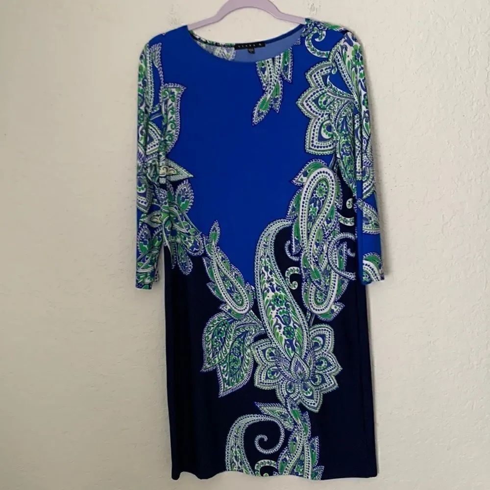 Tiana B Paisley Print 3/4 Sleeve Dress Size L